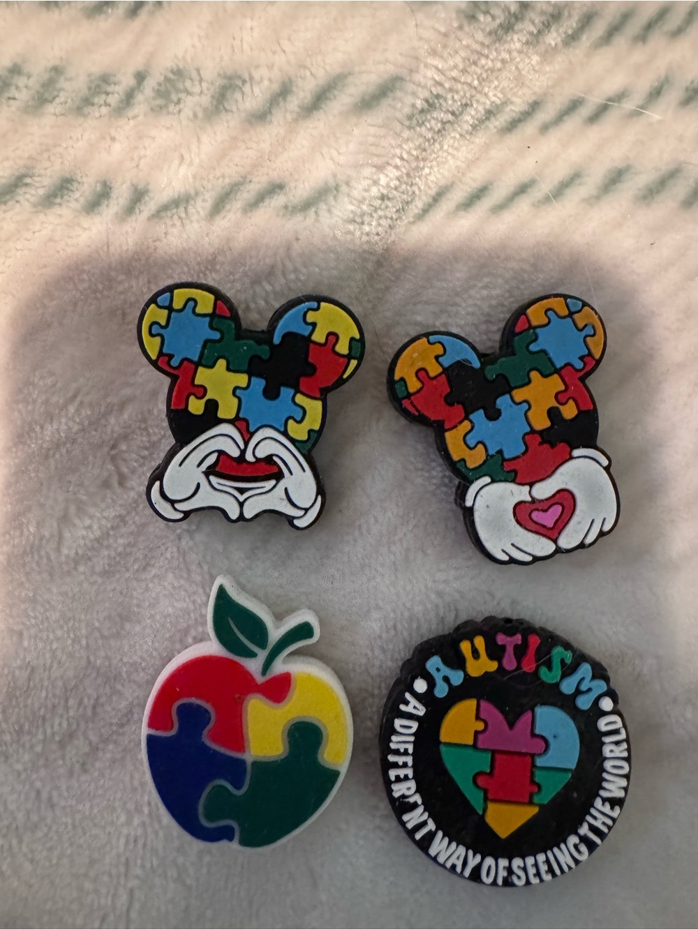 Autism Awareness Puzzle-Heart charms - Multicolor Puzzle Design